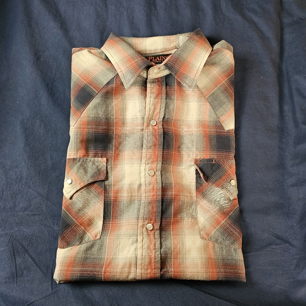 XL Plains cotton Pearl Snap L/S shirt